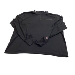 Champion Mens Quarter Zip Pullover Long Sleeve Activewear Shirt Black Large